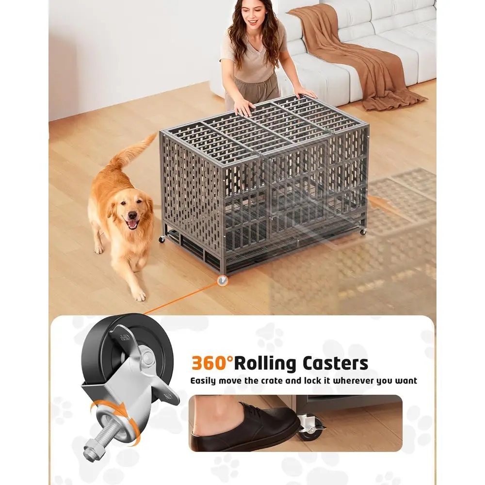 48-Inch Heavy Duty Indestructible Steel Dog Crate - image 4