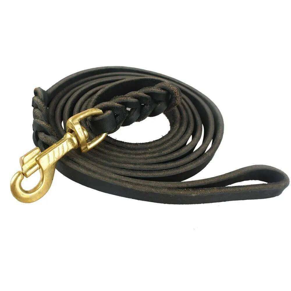 Braided Genuine Leather Dog Leash  -  Walking & Training - image 3