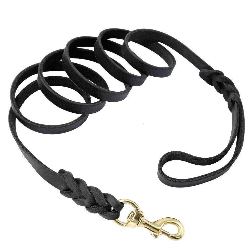 Braided Genuine Leather Dog Leash  -  Walking & Training - image 4