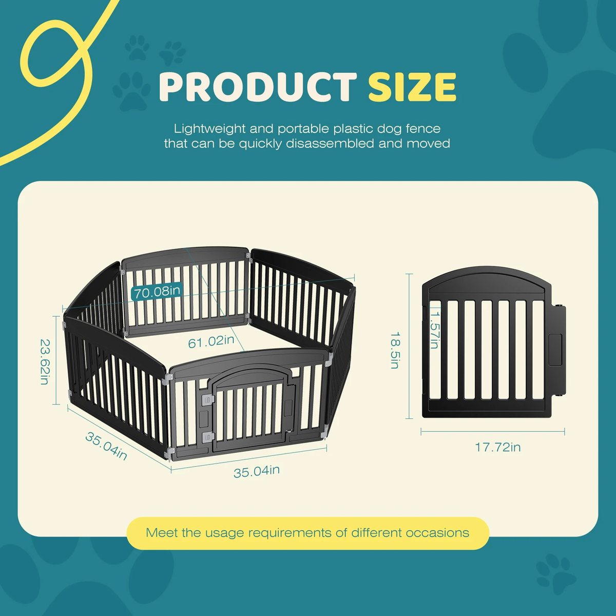Foldable Dog Playpen  -  6-Panel 24-Inch Puppy Fence - image 4