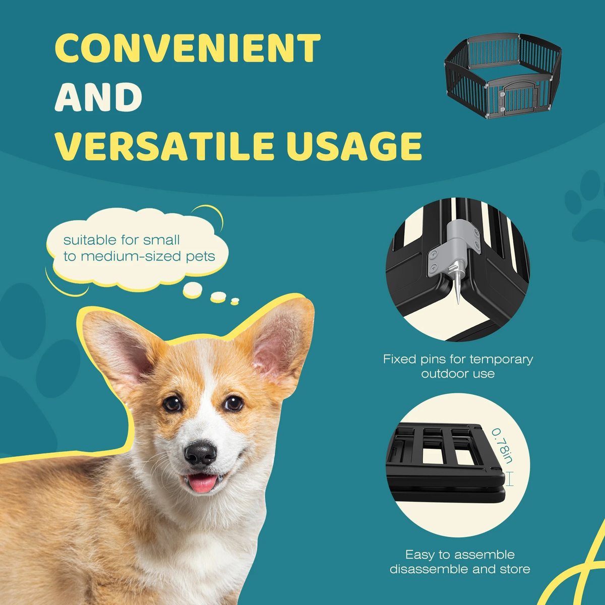 Foldable Dog Playpen  -  6-Panel 24-Inch Puppy Fence - image 5